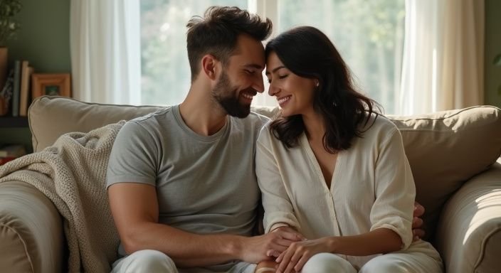 Een jonge man en vrouw zitten dichtbij op een bank en praten. Een jonge man en vrouw zitten dichtbij op een bank en genieten van Turkse Vrouwen sexdating.