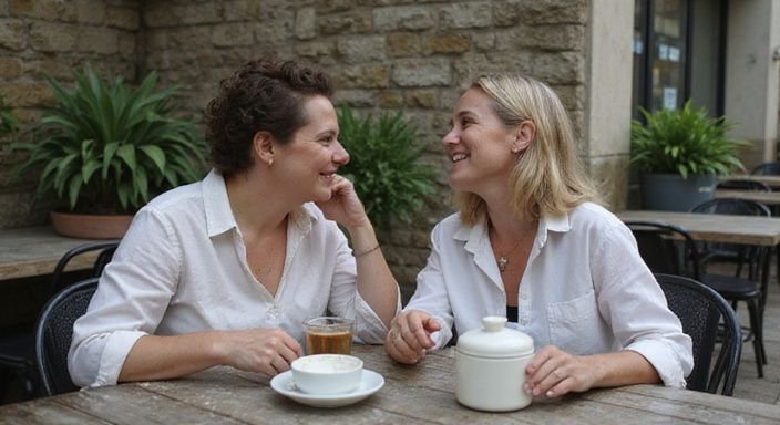 Twee vrouwen genieten van een intiem gesprek in een café