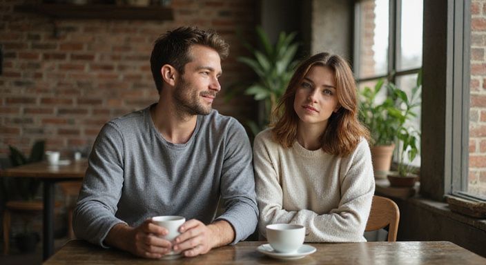 Twee jonge volwassenen genieten van een intieme conversatie over tips daten oudere vrouwen in een café.