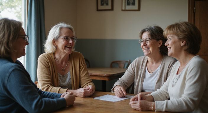 Een groep vrouwen geniet van een levendig gesprek tijdens speed dating. Een groep vrouwen geniet van een levendig gesprek over oudere vrouwen sexcontact Rotterdam tijdens speed dating.