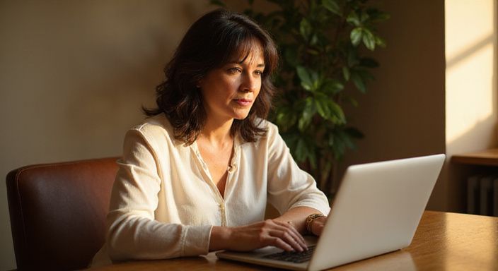 Vrouw bespreekt klantendienst op een datingplatform voor sexcontact met een latina met vastberadenheid.