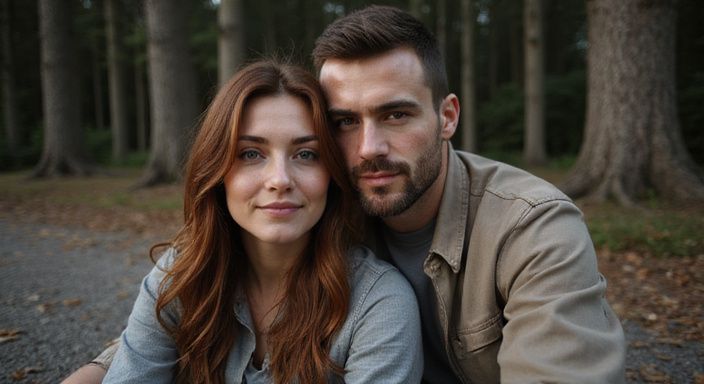 Een paar geniet van een intiem moment op een afgelegen camping.