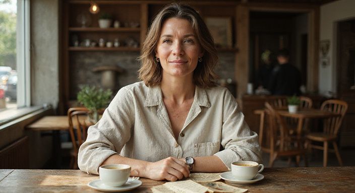 Een vrouw in haar veertig met een natuurlijke, warme uitstraling. Milf versieren? Een vrouw in haar veertig met een natuurlijke, warme uitstraling.