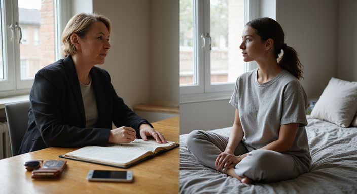 Twee vrouwen in verschillende levensfasen, geconcentreerd en ontspannen. Twee vrouwen in verschillende levensfasen, geconcentreerd en ontspannen.