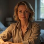 Sexchatten oudere vrouwen: ontdek spannende contacten met rijpe dames online Een vrouw in haar vijftiger jaren is ontspannen tijdens een videogesprek